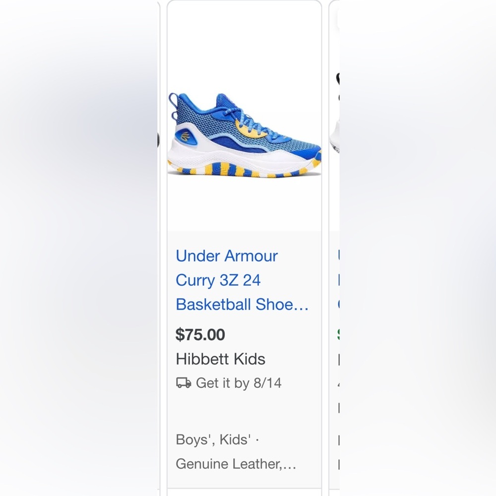 Steph Curry 3z24 Blue/Yellow Boys/Kids Sneakers/Shoes/Basketball/Under Armour UA - Picture 6 of 6